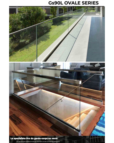 GS90L Mezzanine oval glass balustrade