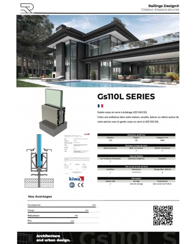 GS110L Garde-corps verre terrasse