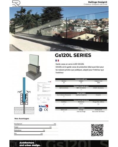 GS120L Das Balkongeländer aus Glas