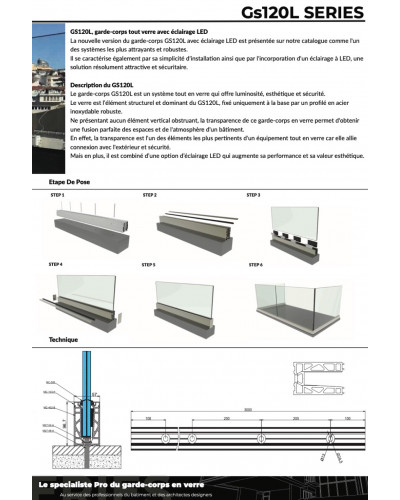 GS120L Das Balkongeländer aus Glas