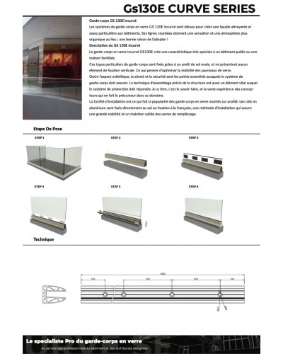 GS130E The exterior curved glass balustrade