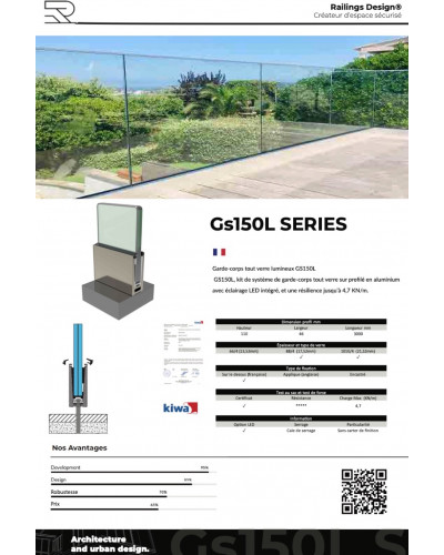 GS150L Le Garde-Corps en Verre incurvé cintré arrondi
