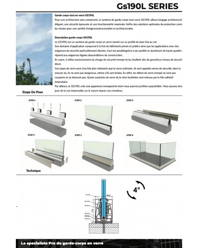 GS190L The long outdoor glass balustrade