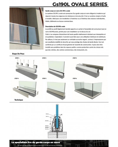 GS190L OVAL Glass balustrade