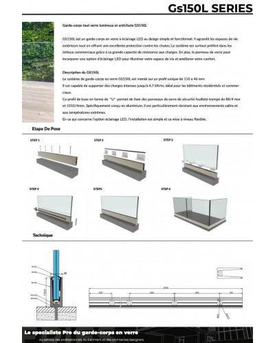 GS150L Glass Guardrail