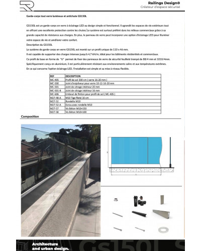 GS150L Glass Guardrail