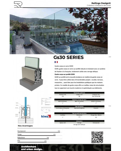 GS30 Garde-corps en Verre intérieur