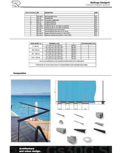 GS30G Le Garde-Corps en Verre encastré terrasse