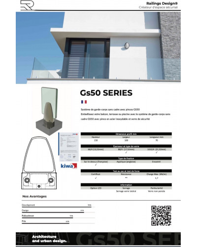 GS50 Das rahmenlose Glasgeländer