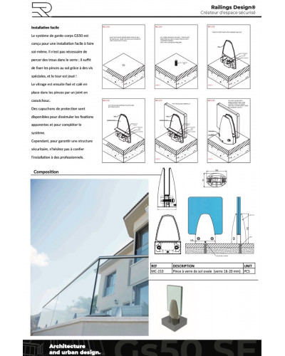 GS50 Das rahmenlose Glasgeländer