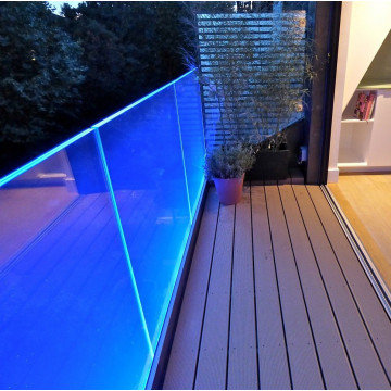 Glass railing with LED light